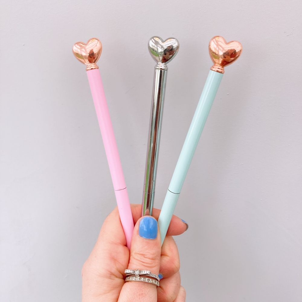 Heart Slim Stainless Steel Ballpoint Pen